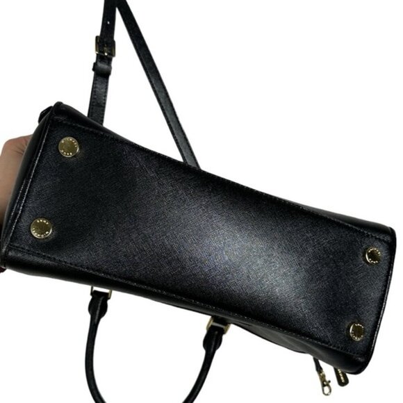 Michael Kors Reese Patent Saffiano Leather Bag Purse Black 30T4GEES3A Handbag - Picture 11 of 15